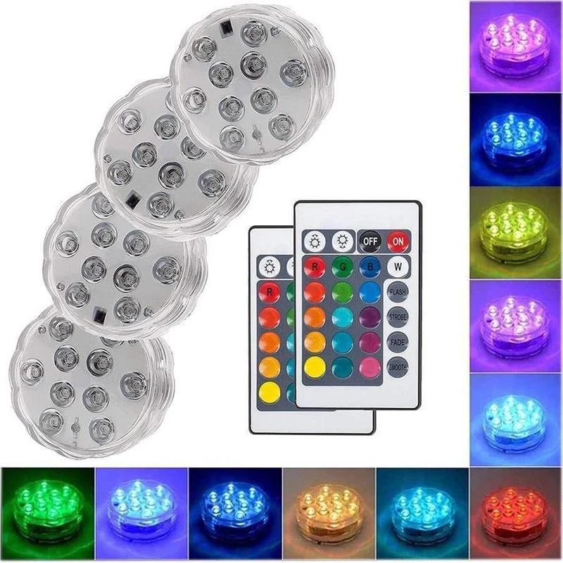 10 LED ferngesteuertes RGB-Unterwasserlicht batteriebetriebenes Unterwasser-Nachtlicht Außenvase Schüssel Gartenparty Dekoration