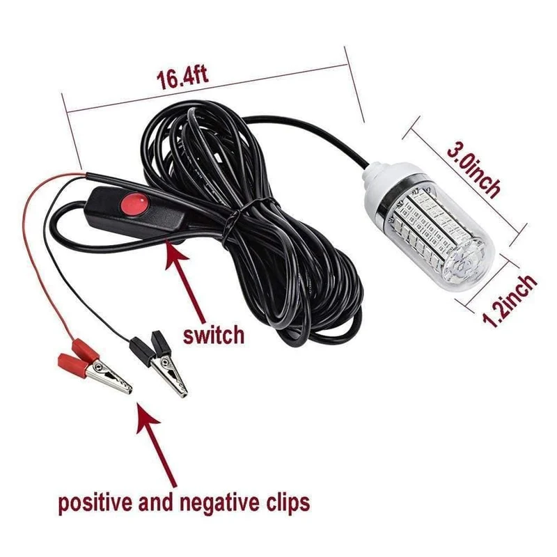 12V LED Fischen-Licht 108pcs 2835 wasserdichte Köder-Fisch-Sucher-Lampe Ip68 zieht Garnelen-Tintenfisch-Krill 4 Farben Unterwasserlicht an