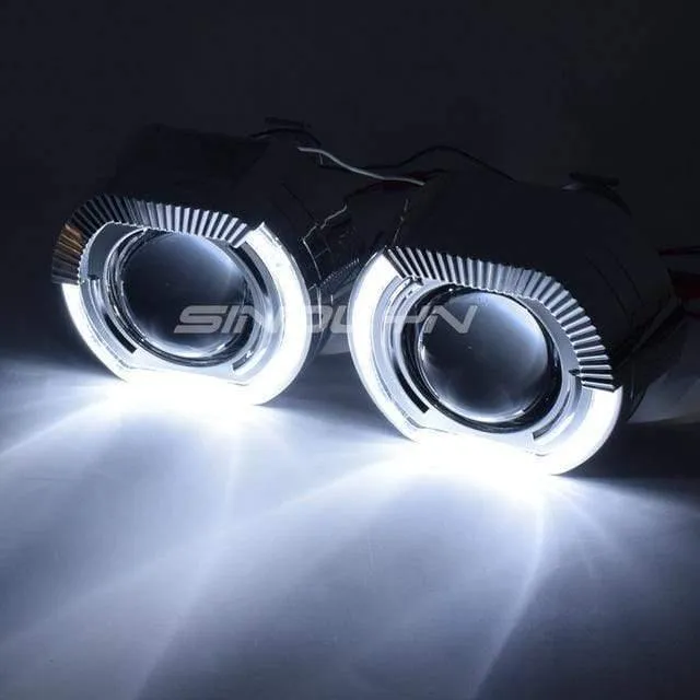 LED-Lauflicht Angel Eyes HID Bi-Xenon-Projektorlinsen für Scheinwerfer H4 H7 Car Retrofit Scheinwerfer Lens Devil Eyes