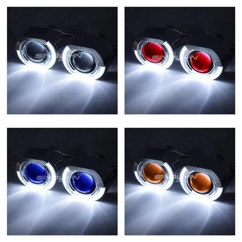 LED-Lauflicht Angel Eyes HID Bi-Xenon-Projektorlinsen für Scheinwerfer H4 H7 Car Retrofit Scheinwerfer Lens Devil Eyes