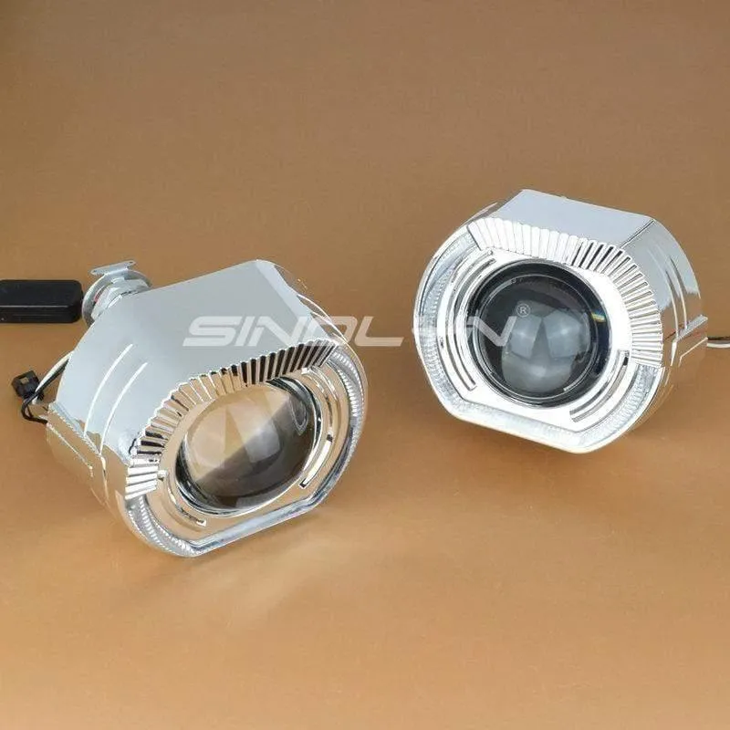LED-Lauflicht Angel Eyes HID Bi-Xenon-Projektorlinsen für Scheinwerfer H4 H7 Car Retrofit Scheinwerfer Lens Devil Eyes