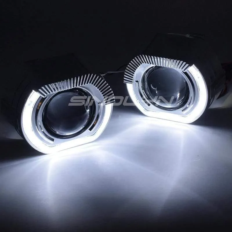 LED-Lauflicht Angel Eyes HID Bi-Xenon-Projektorlinsen für Scheinwerfer H4 H7 Car Retrofit Scheinwerfer Lens Devil Eyes