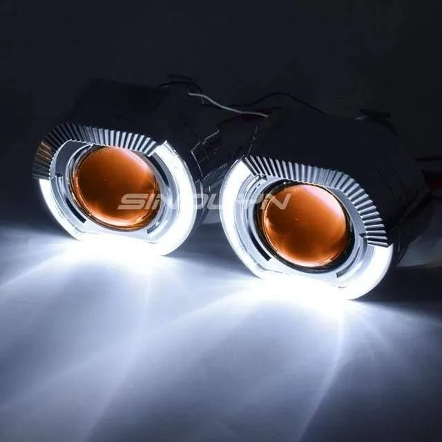 LED-Lauflicht Angel Eyes HID Bi-Xenon-Projektorlinsen für Scheinwerfer H4 H7 Car Retrofit Scheinwerfer Lens Devil Eyes