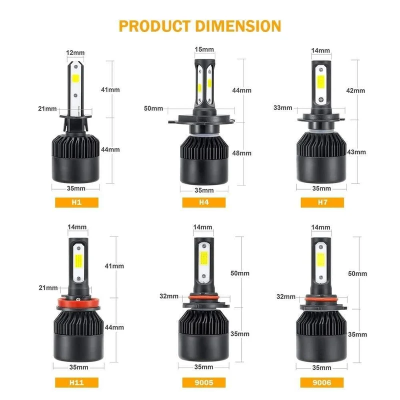 2PCS H4 H7 Autoscheinwerfer 100W 10000LM H11 H1 9006 LED Scheinwerfer Kit Abblendlicht 6500K für LED 12V 24V Autolampen