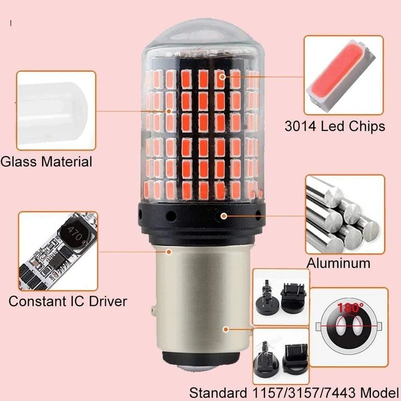 2pcs 12V 1157 BAY15D 3014 144 SMD 21W 3157 7443 Canbus KEIN FEHLER Led Birnen Für Auto RV Boote Für Bremse KEIN Hyper Flash