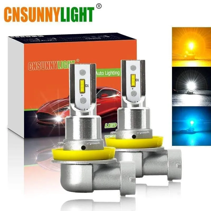 H11 H8 LED Autonebelscheinwerfer H9 H16 9005 9006 2400Lm 6000K Weiß 3000K Gelb 8000K Blau Auto DRL Nebelscheinwerfer 2Pcs