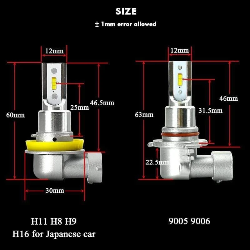 H11 H8 LED Autonebelscheinwerfer H9 H16 9005 9006 2400Lm 6000K Weiß 3000K Gelb 8000K Blau Auto DRL Nebelscheinwerfer 2Pcs