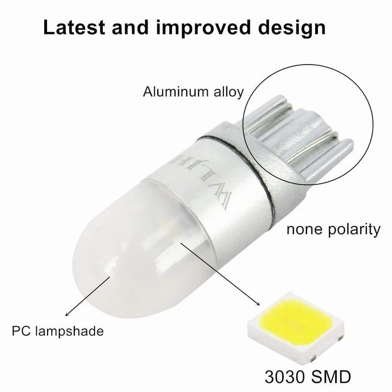 2x 6000K Weißes Autolicht T10 W5W Led-Glühlampe 3030 1SMD Auto-Dome-Leseleuchten Seitenmarkierungs-Standlichtlampen