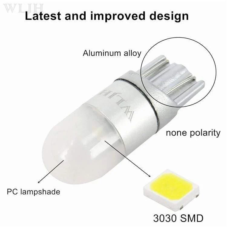 2x 6000K Weißes Autolicht T10 W5W Led-Glühlampe 3030 1SMD Auto-Dome-Leseleuchten Seitenmarkierungs-Standlichtlampen