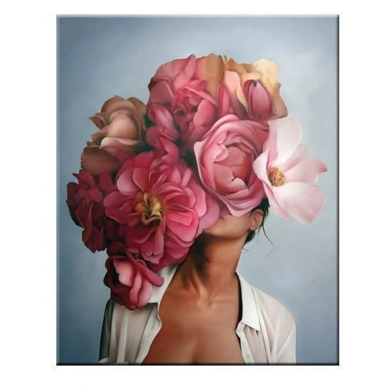 Blumenfedern Frau Abstrakte Leinwand Malerei Wandkunst Druckplakat Bild Dekorative Malerei Wohnzimmer Dekoration