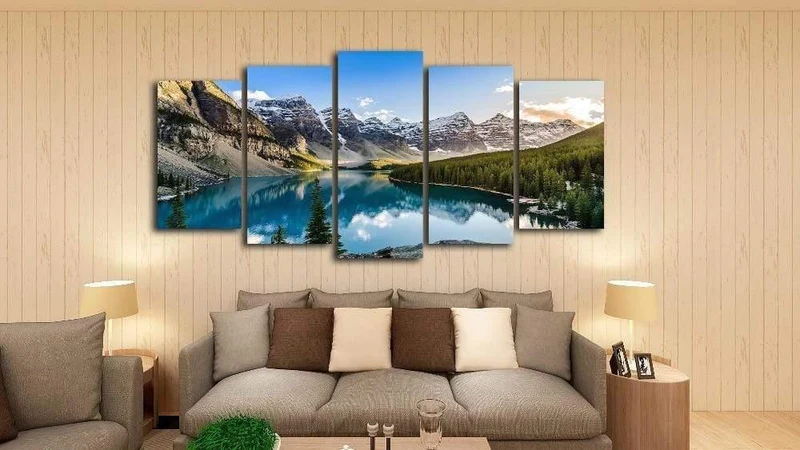 5 Stücke Moderne Leinwand Moraine See Und Berg Malerei Wandkunst Das Bild Für HauptdekorationGiclee Kunstwerk Für Wand-dekor