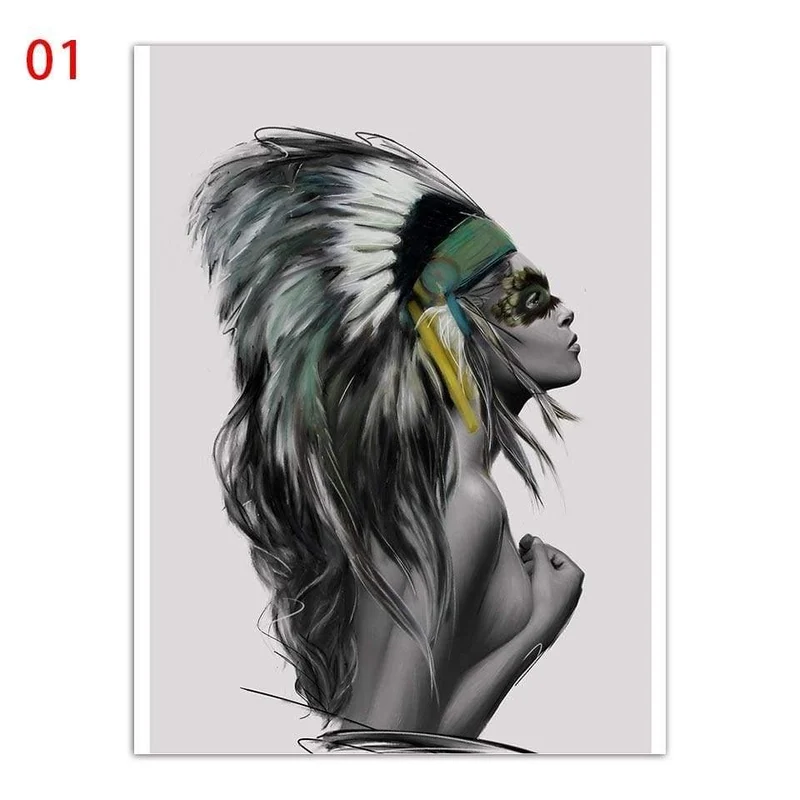 Wandbilder für Zuhause, Hochzeitsdekoration, Indianer, Frau und Mann, nordischer Stil, Leinwandkunst, HD-Druck, Malerei, minimalistisches Poster