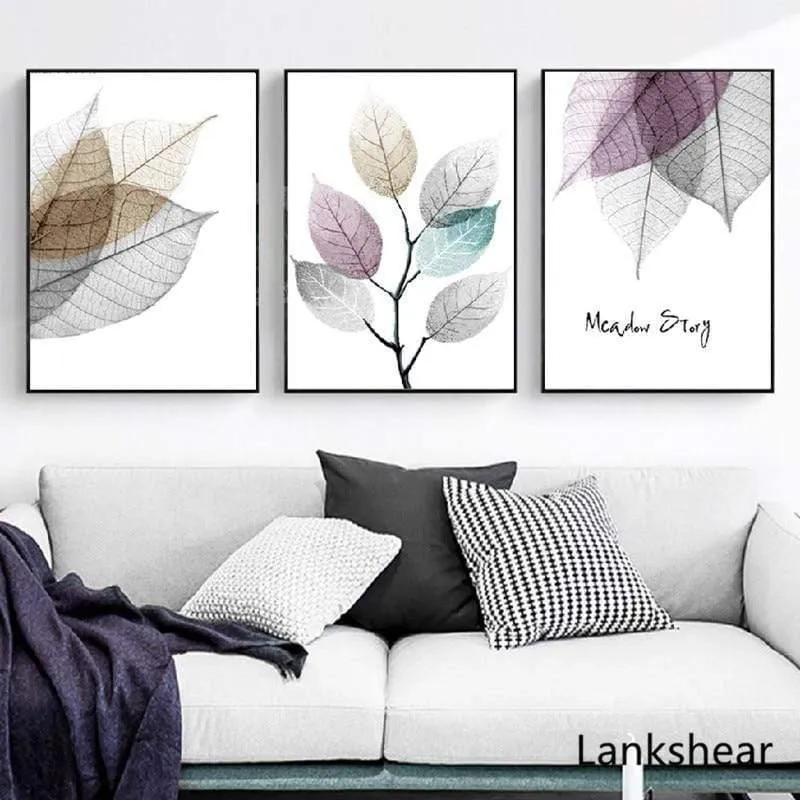 Abstrakte Blätter Leinwand Gemälde Poster Druck Nordic Minimalistische Wand Kunst Bilder Für Wohnzimmer Schlafzimmer Wohnkultur