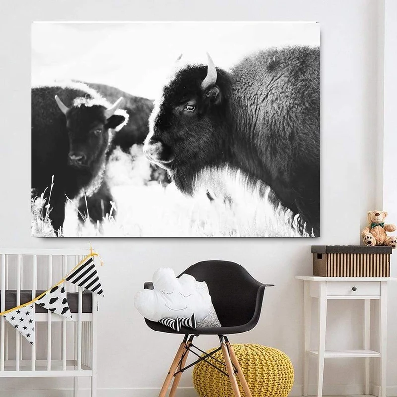 Highland Cow Cattle Wand Leinwand Kunst Nordischen Malerei Poster und Print Skandinavischen Wandbild für Wohnzimmer
