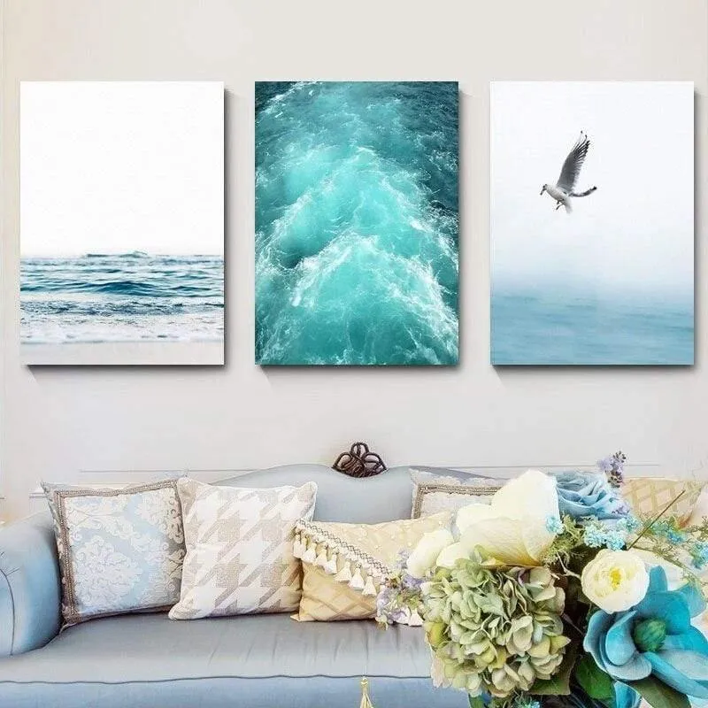 Leinwand Malerei Free Seagull Waves Beach Art Poster Wohnzimmer Dekor Seabirds Wall