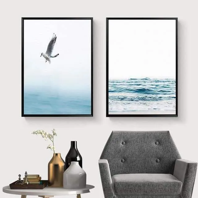 Leinwand Malerei Free Seagull Waves Beach Art Poster Wohnzimmer Dekor Seabirds Wall