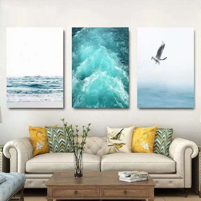 Leinwand Malerei Free Seagull Waves Beach Art Poster Wohnzimmer Dekor Seabirds Wall