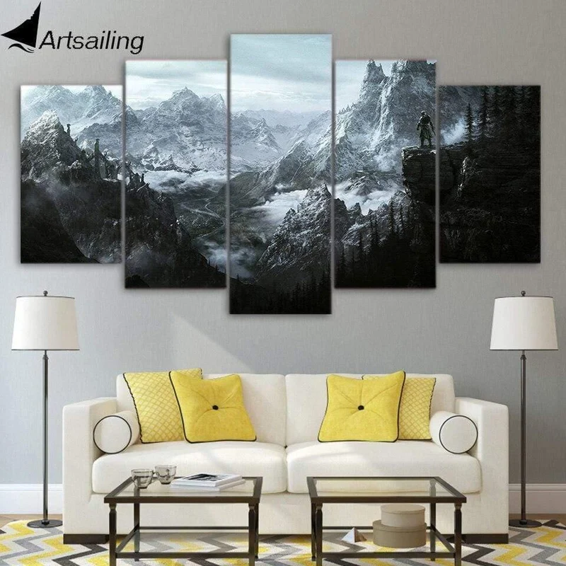 HD 5 Stück Leinwand Malerei The Elder Scrolls V Skyrim Poster Und Drucke Bilder Für Wohnzimmer Wandkunst Wohnkultur XA-1948A