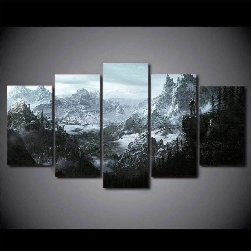 HD 5 Stück Leinwand Malerei The Elder Scrolls V Skyrim Poster Und Drucke Bilder Für Wohnzimmer Wandkunst Wohnkultur XA-1948A