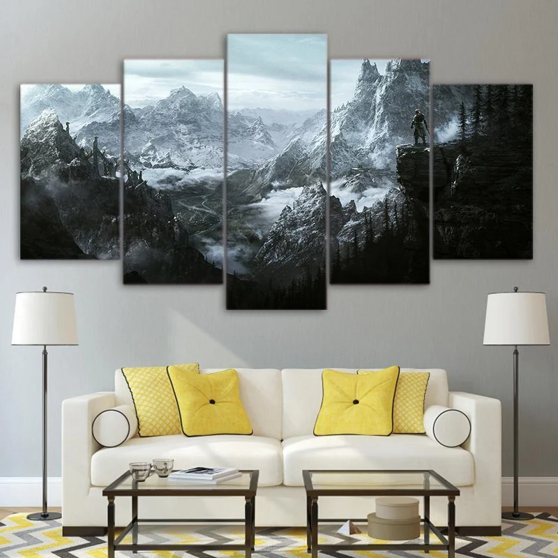 HD 5 Stück Leinwand Malerei The Elder Scrolls V Skyrim Poster Und Drucke Bilder Für Wohnzimmer Wandkunst Wohnkultur XA-1948A