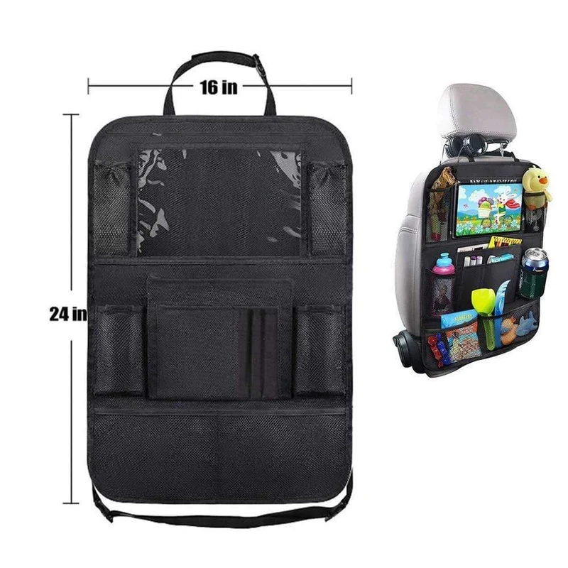 Auto-Rücksitz-Organizer mit Touchscreen-Tablet-Halter + 9-Aufbewahrungstaschen Trittmatten für Kindersitz-Rückenprotektoren für Kleinkinder