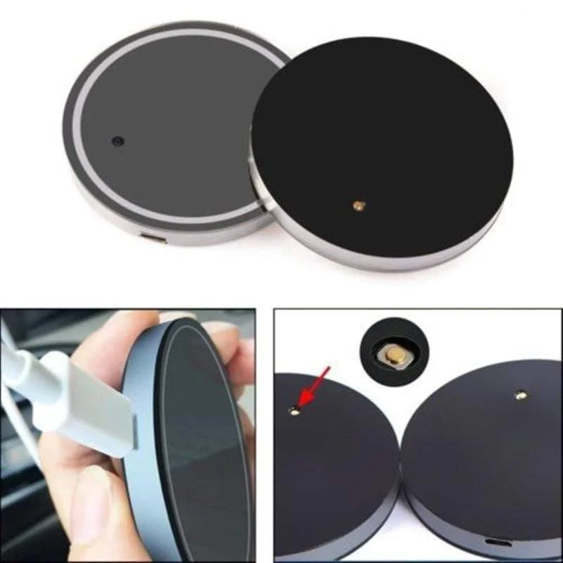 2X Auto LED Licht Getränkehalter Kfz Innenraum USB Bunte Atmosphäre Lichter Lampe Getränkehalter Rutschfeste Matte Auto Produkte