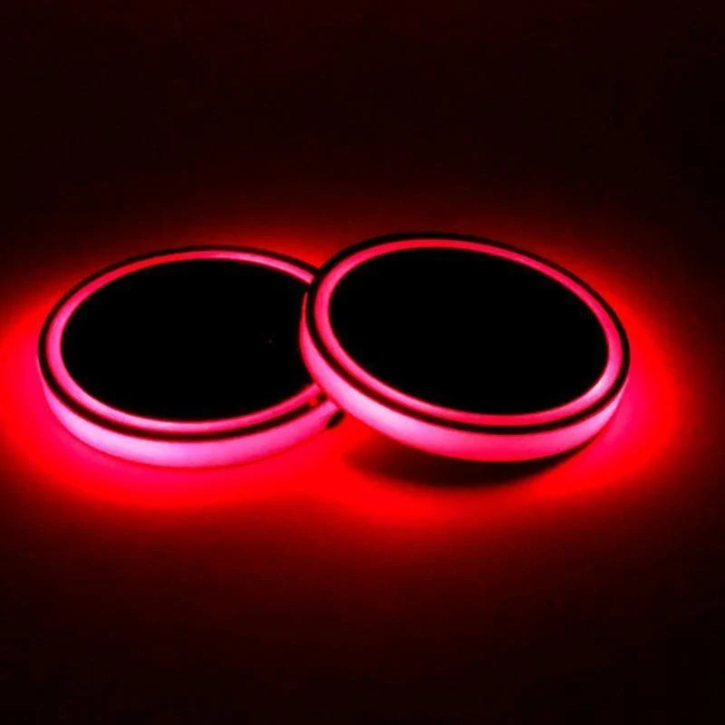 2X Auto LED Licht Getränkehalter Kfz Innenraum USB Bunte Atmosphäre Lichter Lampe Getränkehalter Rutschfeste Matte Auto Produkte