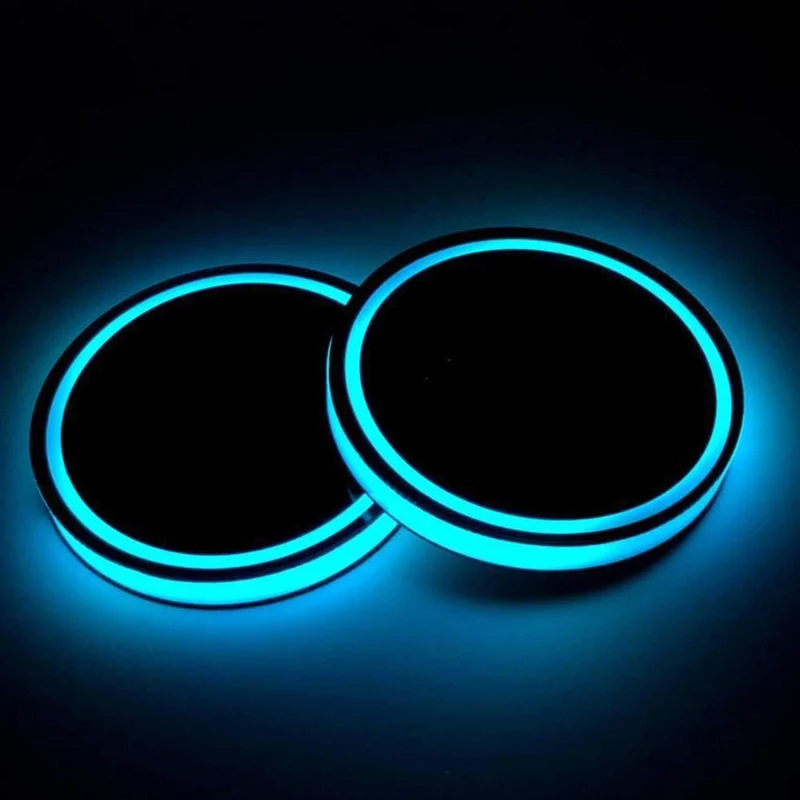 2X Auto LED Licht Getränkehalter Kfz Innenraum USB Bunte Atmosphäre Lichter Lampe Getränkehalter Rutschfeste Matte Auto Produkte
