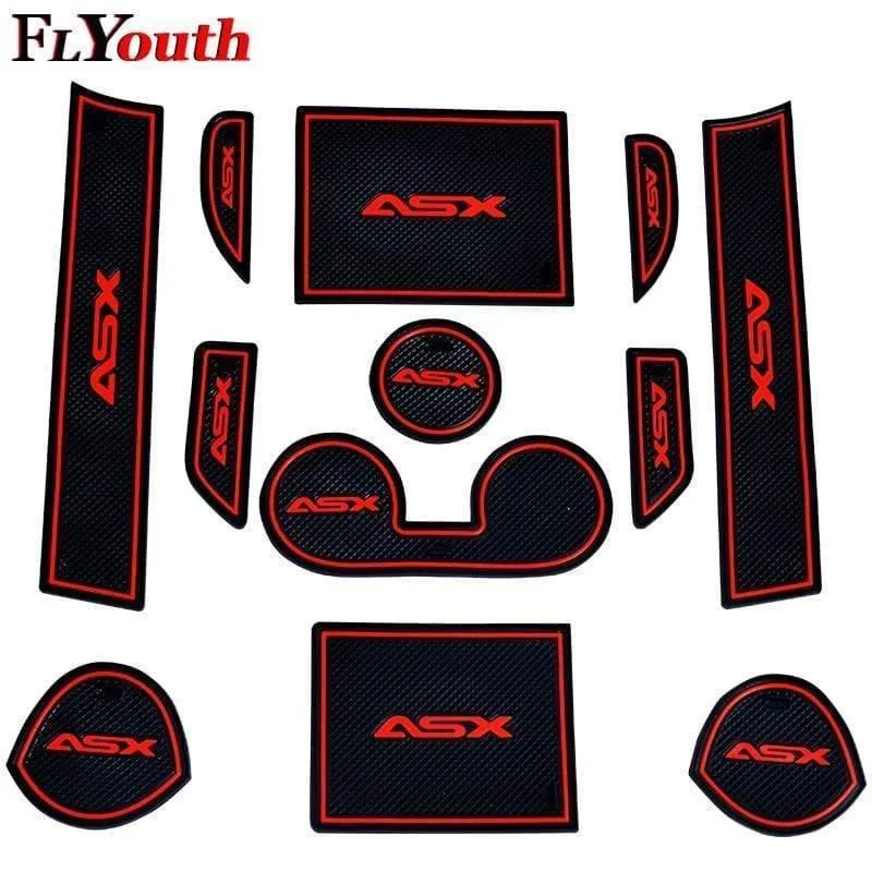 12Pcs Rutschfeste Innentür Pad Cup Mat Tür Tor Slot Mat Fall Für Mitsubishi ASX 2013-2018 Auto Zubehör Car Styling