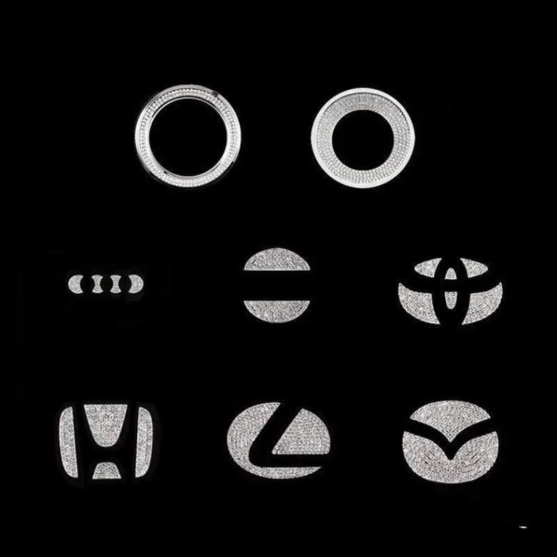 Auto lenkrad logo diamant aufkleber für honda toyota lexus mazda hyundai volvo innendekoration aufkleber auto zubehör