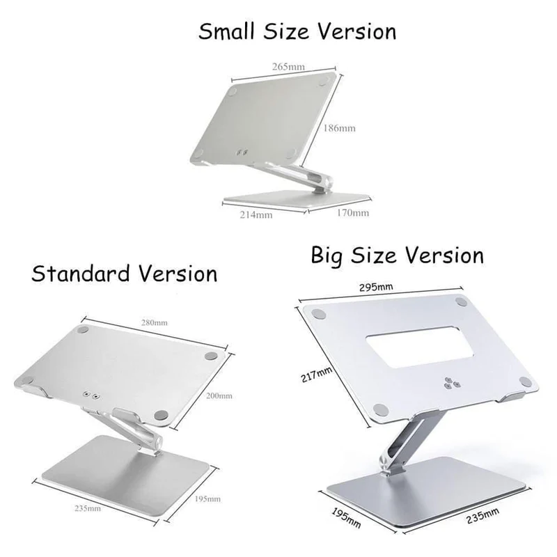 Notebook-Ständer, verstellbarer Winkel, Aluminiumlegierung, freier Hub, Laptop-Höhenhalter für MacBook, Dell, HP, iPad Pro 7–17 Zoll
