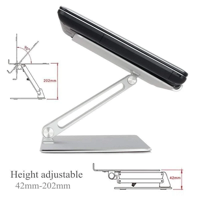 Notebook-Ständer, verstellbarer Winkel, Aluminiumlegierung, freier Hub, Laptop-Höhenhalter für MacBook, Dell, HP, iPad Pro 7–17 Zoll