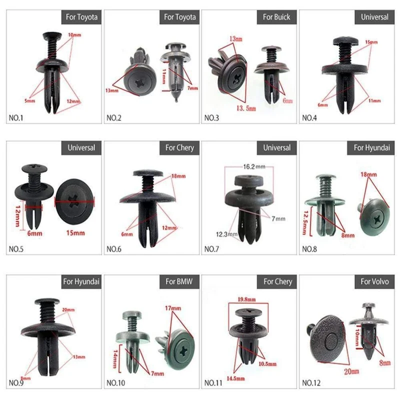 150PCS Universal Mixed Auto Stoßstange Blatt Platte Kotflügel Stamm Schraube Nieten Set Für Alle Auto Kunststoff Verschluss Clips DY336