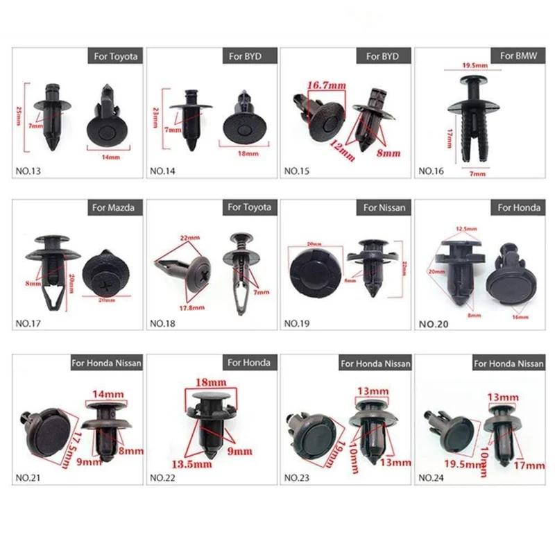 150PCS Universal Mixed Auto Stoßstange Blatt Platte Kotflügel Stamm Schraube Nieten Set Für Alle Auto Kunststoff Verschluss Clips DY336