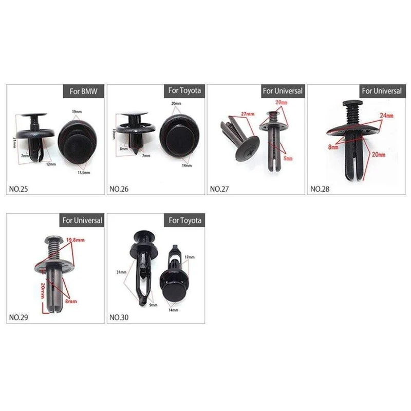 150PCS Universal Mixed Auto Stoßstange Blatt Platte Kotflügel Stamm Schraube Nieten Set Für Alle Auto Kunststoff Verschluss Clips DY336