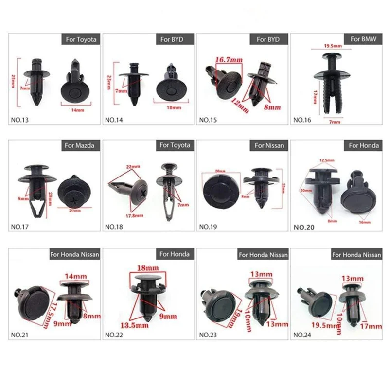 150PCS Universal Mixed Auto Stoßstange Blatt Platte Kotflügel Stamm Schraube Nieten Set Für Alle Auto Kunststoff Verschluss Clips DY336