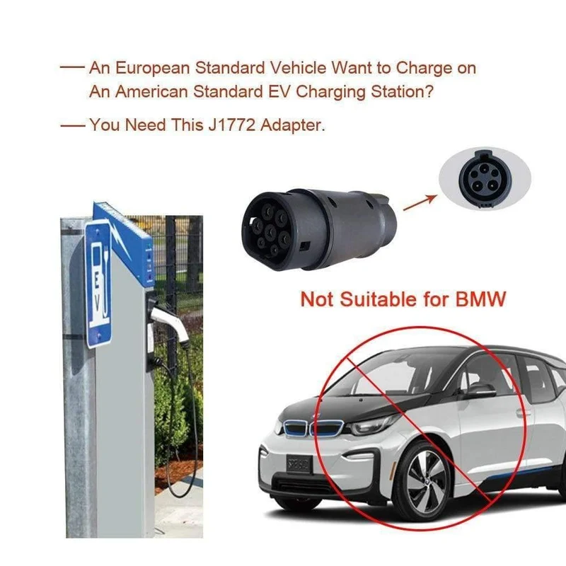 Elektrofahrzeug-Auto-EV-Ladegerät SAE J1772-Anschlussbuchse Typ 1 bis Typ 2 EV-Autoadapter-Ladestecker IEC62196-Standard