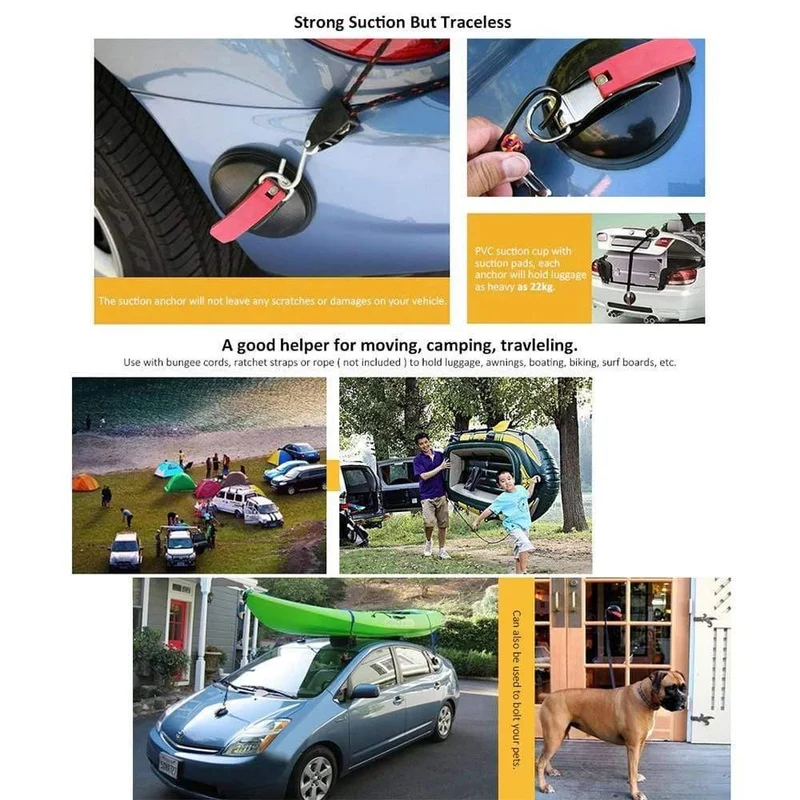 Saugnapf-Anker, strapazierfähig, zum Festbinden, für die Autohalterung, Gepäckplanen, Zelte, Anker mit Sicherungshaken, universell für Auto, LKW