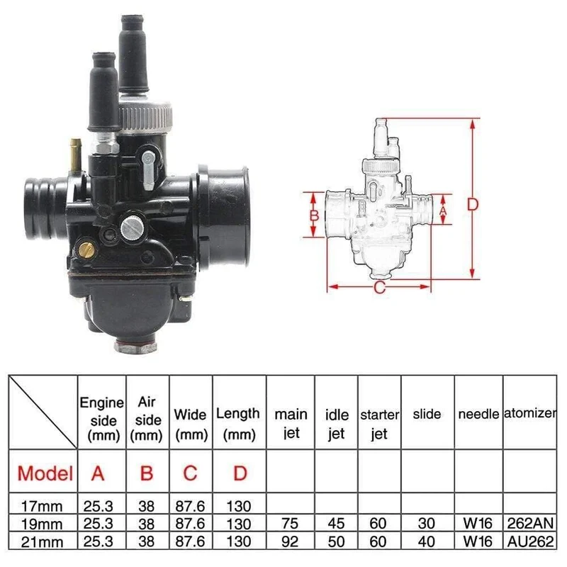 17mm 19mm 21mm Dellorto PHBG DS Schwarz Racing Vergaser Carb DIO JOG 50cc 90cc BWS100 für Puch Yamaha Zuma Motorrad