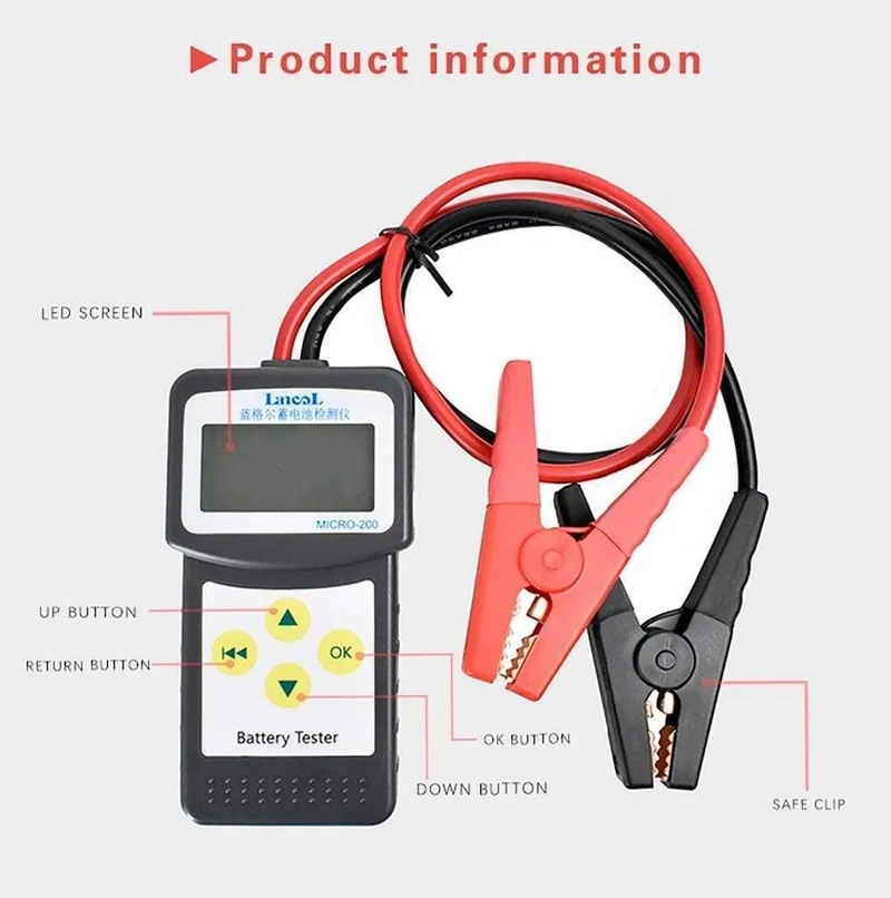 Micro200 DiagnosetoolsAuto Autobatterie-Tools Autofabrik für Autos CCA100-2000 Batterietester Autotester-Tools