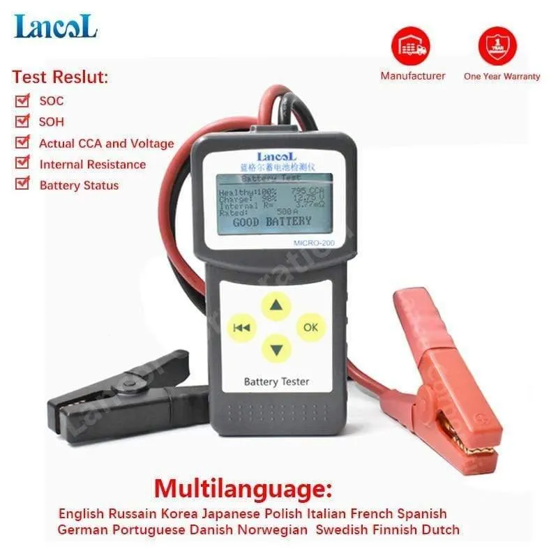 Micro200 DiagnosetoolsAuto Autobatterie-Tools Autofabrik für Autos CCA100-2000 Batterietester Autotester-Tools