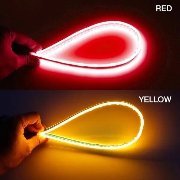 2x Ultrafeinen Autos DRL LED Tagfahrlicht Weiß Blinker Gelb Führungsstreifen für Scheinwerfer Montage Drop Shipping