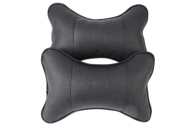 2 Stück Kunstleder-Autokissen zum Schutz Ihres Nackens/Auto-Kopfstütze, lochgrabendes Design/Autozubehör, Sicherheits-Nackenkissen