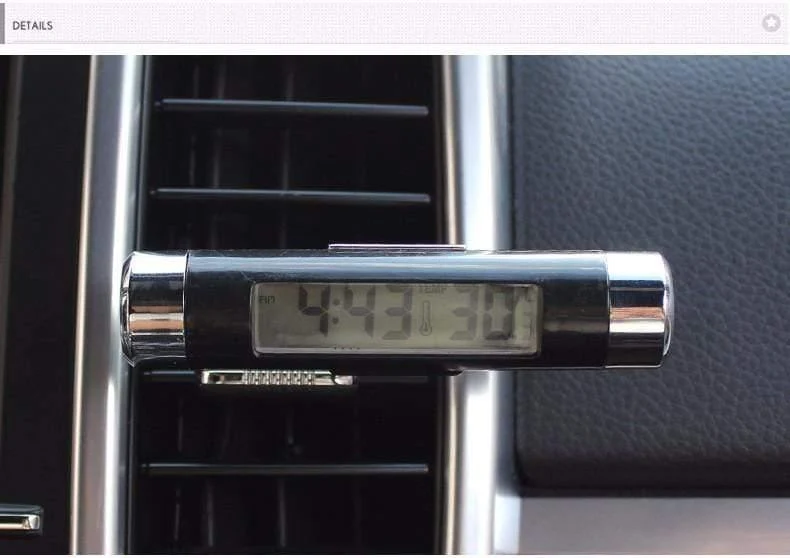 2 in 1 Auto-Innenraum-Digitalthermometer, Digitaluhr, blaue LED-Hintergrundbeleuchtung, digitale Anzeigeinstrumente, Autozubehör