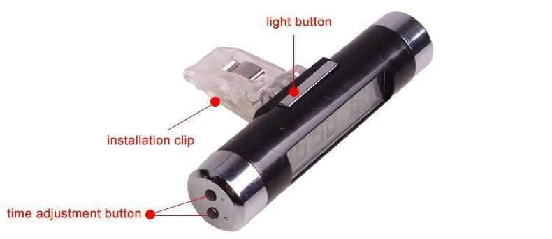 2 in 1 Auto-Innenraum-Digitalthermometer, Digitaluhr, blaue LED-Hintergrundbeleuchtung, digitale Anzeigeinstrumente, Autozubehör