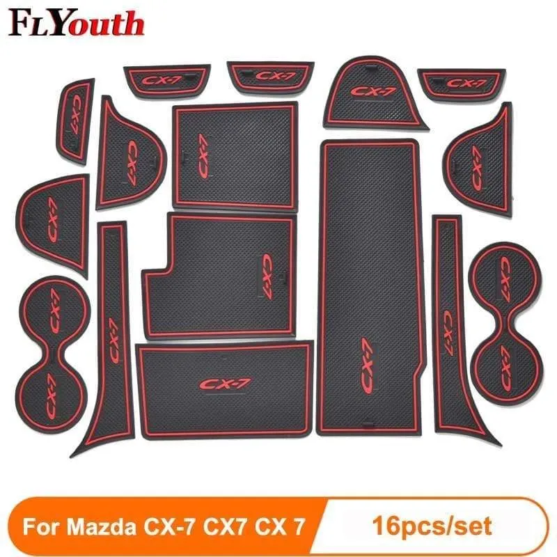 16pcs / set 3D Gummimatte Rutschfeste Innen Cup Pad Türnut Matte Für Mazda CX-7 CX7 CX 7 Auto tür matte Auto Zubehör Styling