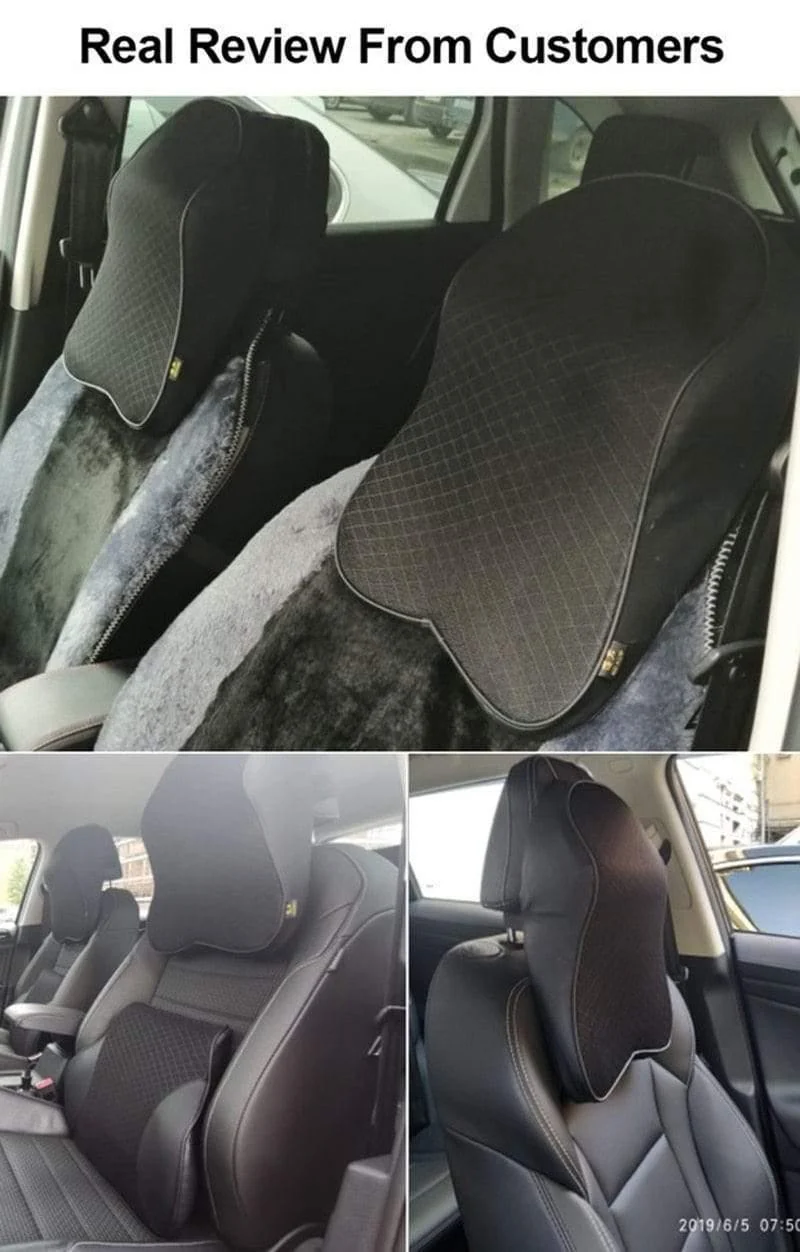 Auto Kissen 3D Memory Foam Auto Nackenkissen PU Leder Auto Sitzkissen Lordosenstütze Universal Rückenkissen Auto Zubehör