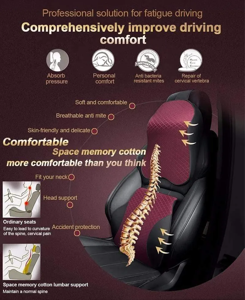 Auto Kissen 3D Memory Foam Auto Nackenkissen PU Leder Auto Sitzkissen Lordosenstütze Universal Rückenkissen Auto Zubehör