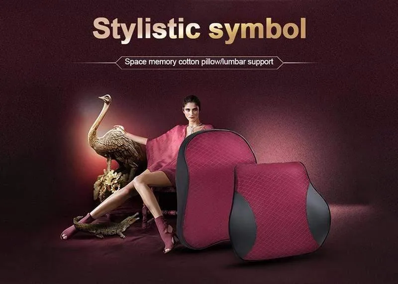 Auto Kissen 3D Memory Foam Auto Nackenkissen PU Leder Auto Sitzkissen Lordosenstütze Universal Rückenkissen Auto Zubehör