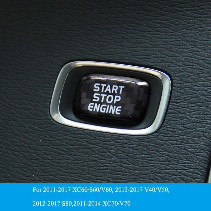 Auto Motor Start-Taste Carbon Faser Aufkleber Abdeckung Stop Schalter Schlüssel Dekor Auto Styling Für Volvo V40 V60 S60 XC60 s80 V50 V70 XC70